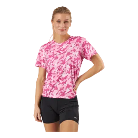 Adidas Own the Run Camo Running T-Shirt Clear Pink