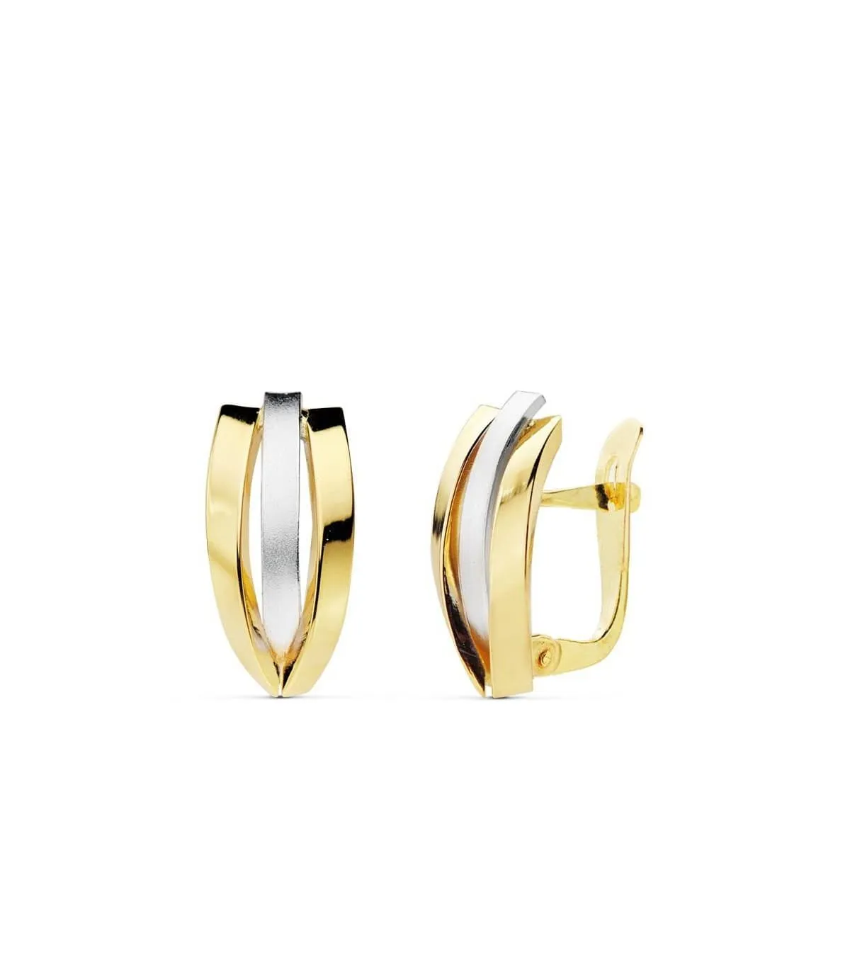 Boucles d'oreilles Femme Bandes Or Bicolore 18 Carats