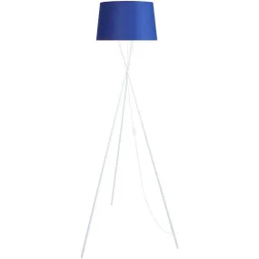 Lámpara de pie redondo metal blanco y azul