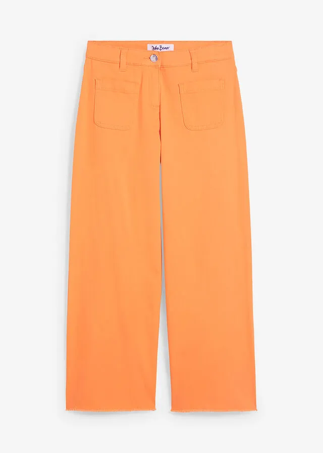 Pantalón de sarga con pernera ancha para niñas Naranja claro